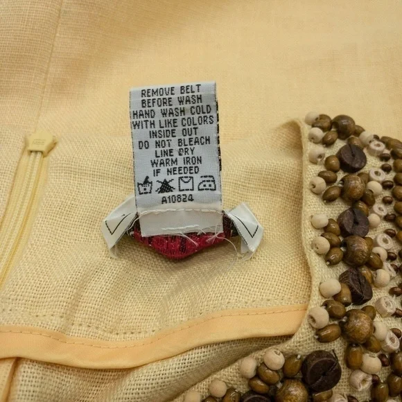 Victor Costa Occasion Yellow Linen Tunic w/ Beads - Picture 6 of 6